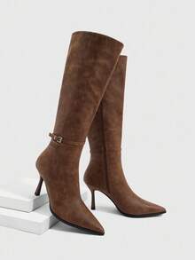 CUCCOO SZL Giày bốt cao gót mũi nhọn Cuccoo, cao đến đùi, gợi cảm dành cho nữ - màu nâu - Xem 8