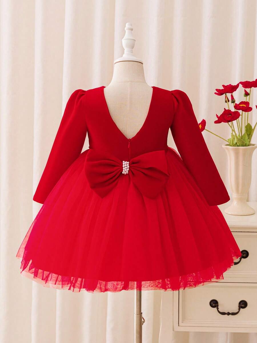 Glamorique Kids Red Christmas Velvet Gown Dress For Young Girl,Long ...