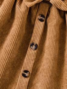 4 件套女童服装套装：白色高领罗纹长袖 T 恤，带有心形刺绣，棕色灯芯绒裙子，贝雷帽和包包，优雅大方，适合节日、圣诞节、日常穿着、学校