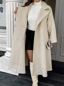 Easura Abrigo de talla grande de unicolor, de moda y versátil para otoño/invierno