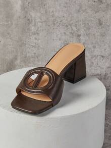 SHUZIA 女士时尚舒适镂空高跟凉鞋 - 咖啡棕 - 查看 5