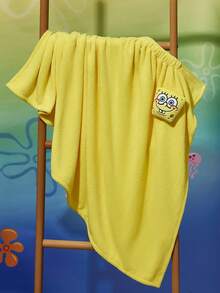SpongeBob SquarePants | SHEIN 1 miếng khăn tắm siêu thấm, chất liệu thấm hút mềm mại, dây thun co giãn phù hợp với nhiều kích cỡ, dễ khô, có thể giặt bằng máy - Màu vàng - Xem 2