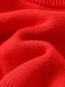 SHEIN Family Matching Outfits Mommy And Me (4 Pieces Sold Separately) Baby Boy Baby Girl Casual Cute Christmas Reindeer Antler Santa Hat Christmas Reindeer Red Ugly Christmas Sweater Crew Neck Knit Pullover Suitable For Autumn/Winter, Home, Outings, Christmas Party, Festival, Christmas Jumper, Christmas Party, Christmas Sweater, Winter Clothes, Long Sleeve Top - Red - View 6