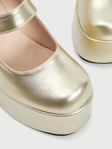 Sugerpunk Women's Round Toe Platform Thick Sole Fashion Simple Black & White Buckle Strap Casual Shoes