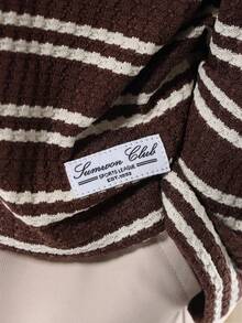 SUMWON Textured Striped Polo Co-Ord Set With Chino Pants Autumn Winter Casual Tween Outfit Daily Wear Two Piece Set Preppy Style Casual Smart Outfit Holiday Wear - Brown - View 6