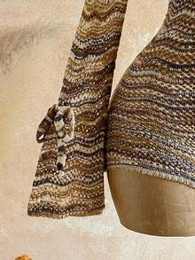 Soleia 女士休闲撞色镂空露肩喇叭袖针织连体裤 - 彩色 - 查看 4