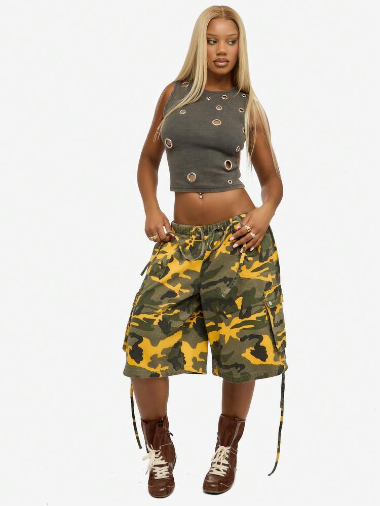 SUMWON WOMEN Ribbed Tank With Eyelet Detail