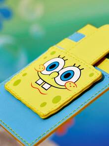 SpongeBob SquarePants | SHEIN 1 件 PU 皮革卡通图案印花卡包，可存放 3 张卡片，适合男士、女士、学生 - 黃色 - 查看 3