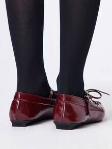 ROMWE Giày Mary Jane mũi kín dành cho nữ, phong cách Punk Goth Rock, mũi nhọn, quai chéo gợi cảm, giày bệt công sở trang trọng, Halloween - Màu Đỏ Sâu - Xem 5