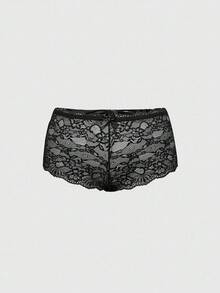 ROMWE Plus Size Gothic Lace & Ribbon Patchwork Bowknot Panties - Multicolor - View 1