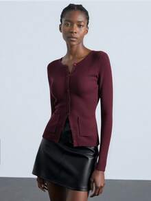 Maija Women's Solid Color Long Sleeve Single-Breasted Dual Pocket Knitted Cardigan, Autumn