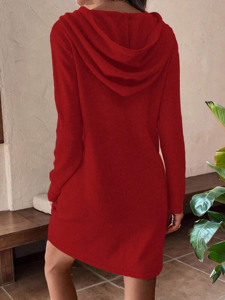 long sleeve hooded sweater dress Marcella | Tompkins Long Sleeve Sweatshirt Dress in Espresso | Women's Size XL | Midweight French Terry