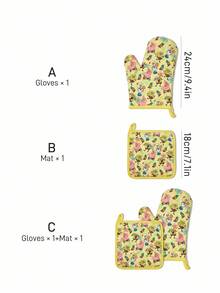 SpongeBob SquarePants | SHEIN Cute Cartoon Graphic Kitchen Insulation Set, Oven Mitts/Pot Holders, Essential For Baking, Effectively Insulate Heat, Non-Slip Kitchen Accessories, Festive Holiday Cooking Gifts Friendly For Home And Kitchen Organization