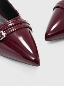 CUCCOO BIZCHIC Women's Pointed Toe Kitten Heel Burgundy Backstrap Slingback Pumps, Versatile For Daily Wear And Commute For Christmas - Burgundy - View 6