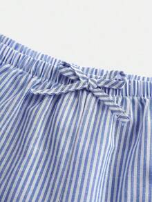 SHEIN 青少年女孩条纹低腰短裤夏季度假海滩休闲短裤家居短裤