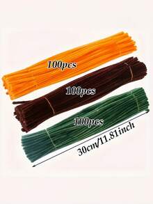 优质毛绒雪尼尔茎 - 100/150 件，用于逼真的向日葵花束和家居花卉装饰，扭曲棒用于 DIY 向日葵花束手工材料毛绒雪尼尔茎 - Yellow + Brown + Grass Green - 查看 3