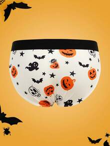 3 sztuki męskich bokserek z nadrukiem dyni na Halloween, różne kolory - Wielokolorowe - Zobacz 6