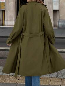 Solivie 女士保暖内衬风衣，秋冬外套，女士秋冬服装 - 軍綠色 - 查看 2