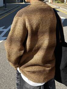 DAZY Herren Lässig Farbverlauf gestreifter Rundhals Langarm Pullover, Herbst, Grunge Stil