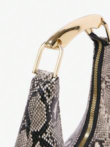 Maija Borsa a mano con cerniera e stampa pelle di serpente, adatta per uscite, stile di moda da strada per donne