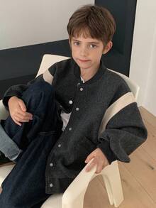 DAZY 大码男童休闲宽松撞色夹克，秋季街头风格