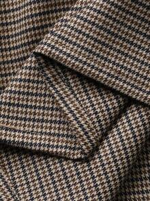 DAZY 2件套女士千鸟格无袖夹克和A字裙休闲套装，秋冬 - 棕色 - 查看 9