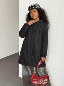 Tween Girl Leopard Print Thermal Lined Hooded Jacket, Autumn/Winter Fall - Multicolor - View 4