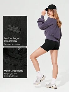 GLOWMODE Water-Repellent Anti-Static Quilted Leather Patch Adjustable Cap Daily Casual - Black - View 3