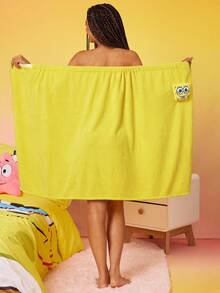 SpongeBob SquarePants | SHEIN 1 miếng khăn tắm siêu thấm, chất liệu thấm hút mềm mại, dây thun co giãn phù hợp với nhiều kích cỡ, dễ khô, có thể giặt bằng máy - Màu vàng - Xem 8