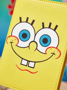 SpongeBob SquarePants | SHEIN 1 件 PU 皮革卡通图案护照夹，可放置护照、登机牌，包含 2 个卡槽，适合男士、女士、青少年、旅行， - 黃色 - 查看 4