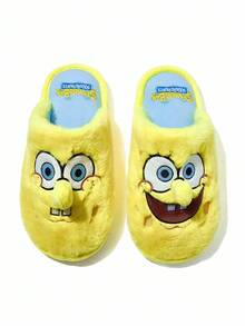SpongeBob SquarePants | SHEIN Dép đi trong nhà chống trượt họa tiết hoạt hình thêu dễ thương thời trang cho nữ, chất liệu vải mềm mại, ấm áp, đế bền, phù hợp cho phòng ngủ, phòng máy lạnh, mùa xuân, thu, dành cho cả nam và nữ - Màu vàng - Xem 9