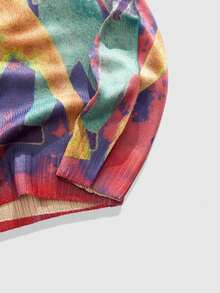 ROMWE MEN Street Life Herren Bunter Pullover mit Menschenfigur Muster, Rundhalsausschnitt, Langarm, Herbst Winter