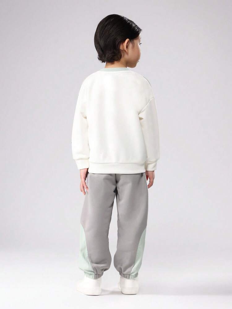 Color Block Sweatshirt And Joggers Set With Logo