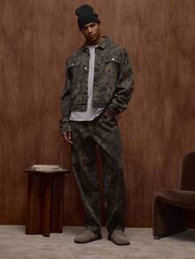 Musero 豹纹字母印花牛仔夹克，翻盖口袋，纽扣细节 / 冬季 - 彩色 - 查看 3