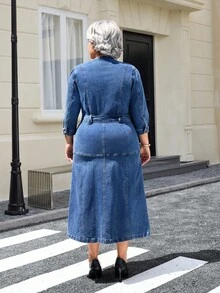 EMERY ROSE Große Größen Lässig Urlaubs Vintage Waschkleid