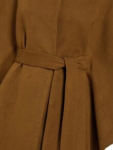 Ellevyn 女士优雅通勤斗篷式圆领中长款外套，秋冬季外出沙特国庆节圣诞节服装女士秋季服装冬季外套 - 摩卡棕 - 查看 11