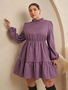Chikora Plus Size Casual & Commute Solid Color Lantern Sleeve Dress 2025 Autumn And Winter New Style Autumn Clothing For Women   Winter Dress Women  Halloween   Christmas Christmas Party Dress New Year Dress New Year Women's Clothes Elegant Dresses For Party   Party Outfit Wedding Guest Dress Wedding Party Dress Graduation Dress  Prom Dress Elegant Dresses For Women Elegant Evening Dresses Luxury Evening Dress For Women  Halloween Costumes   Christmas New Year Old Money Style