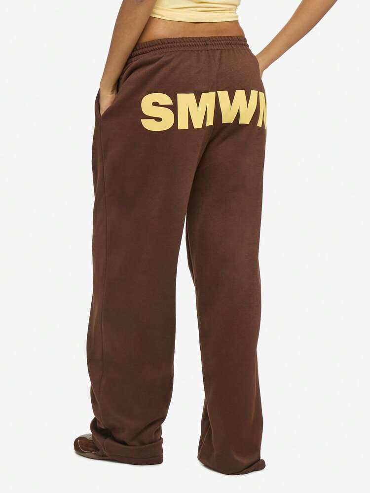 SUMWON WOMEN Wide Leg Joggers With Graphic Back Print