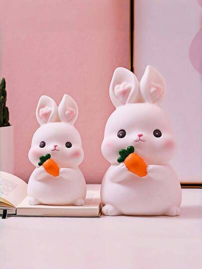 Zazumi Hộp đựng đồ hình thỏ hoạt hình (1/2 chiếc), đồ trang trí bàn đầu giường cho phòng trẻ em, quà sinh nhật, quà tặng bạn cùng lớp, quà Giáng sinh bất ngờ, trang trí phòng ngủ, hộp đựng tiền tiết kiệm cho trẻ em, có thể rửa sạch và không dễ vỡ.