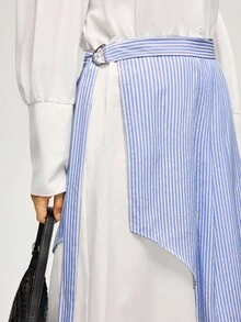 Calvaya Plus Size Women's New 2 In 1 Pleated Shirt Dress, Elegant For Commuting And Outings Fall Cloth For Women - Multicolor - View 6