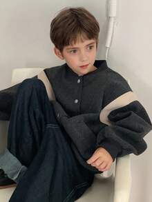 DAZY 大码男童休闲宽松撞色夹克，秋季街头风格