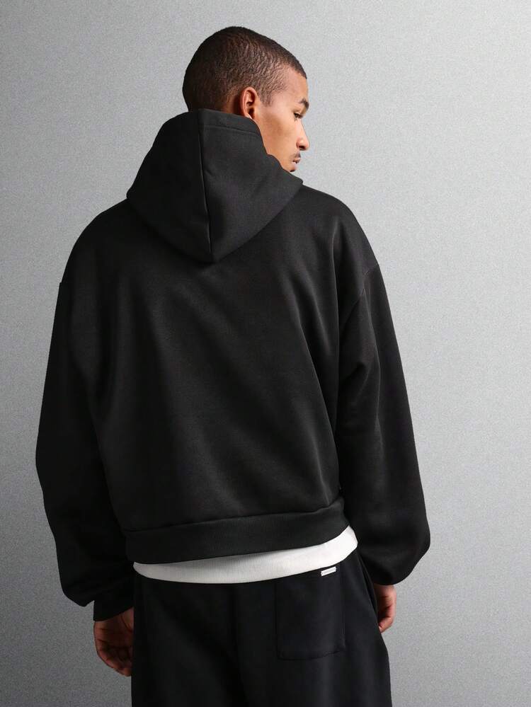 Classic Pullover Hoodie With Centre Pocket And Varsity Print