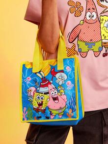 SpongeBob SquarePants | SHEIN 1pc Cartoon Character Printed Insulated Lunch Bag, Keeps Food Warm Or Cold, Large Capacity Picnic Bag Fits Lunch Box & Drink, Suitable For Picnic, Camping, Travel, Home Use, Family & Student