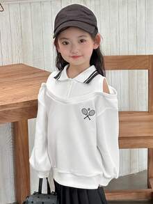 Dazy Kids Young Girl Cute Collared Knit 2 In 1 Sweatshirt - White - View 2