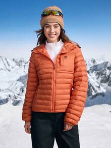 In My Nature Women's Warm Casual Long Sleeve Zip-Up Outdoor Winter Coats - Orange - View 7