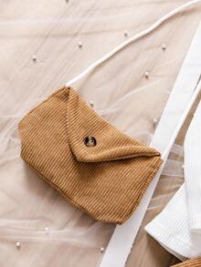 4 件套女童服装套装：白色高领罗纹长袖 T 恤，带有心形刺绣，棕色灯芯绒裙子，贝雷帽和包包，优雅大方，适合节日、圣诞节、日常穿着、学校