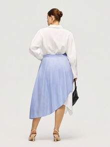 Calvaya Plus Size Women's New 2 In 1 Pleated Shirt Dress, Elegant For Commuting And Outings Fall Cloth For Women - Multicolor - View 2