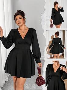 Elenzga Christmas Halloween Plus Size Dresses - Black - View 4