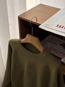 DAZY 女士休闲日常纯色保暖常规针织毛衣，秋冬，秋季女装 - 軍綠色 - 查看 9