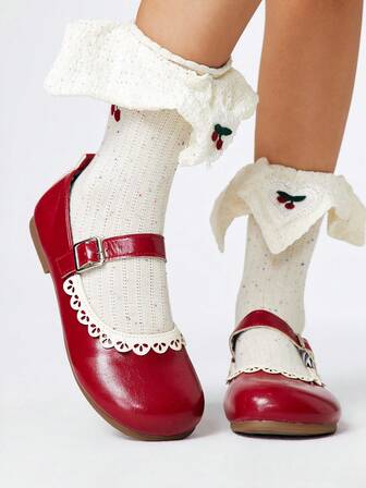 Kawaii Damen Braune Loafer, geschlossene Mary Jane Ballerinas, Schleifen-Spitzen Lolita Ballettschuhe